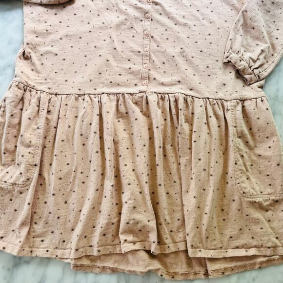 Rylee + Cru Dress Babydoll Tan Star Motif Size Small Casual Maternity Cotton - Picture 7 of 9